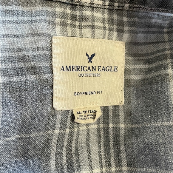 American Eagle Washed Blue Plaid Shirt XS - Picture 3 of 3